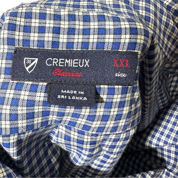 Cremieux 38 Classics Men Blue & White Gingham Long Sleeve Button Up Shirt Sz XXL - Picture 10 of 16